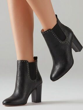 Saks Fifth Avenue black leather studded boots